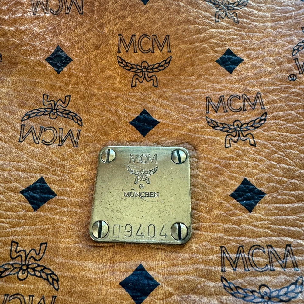 MCM Visetos Cognac Coated Canvas Drawstring Bucket Bag W/ COA - Picture 12 of 15